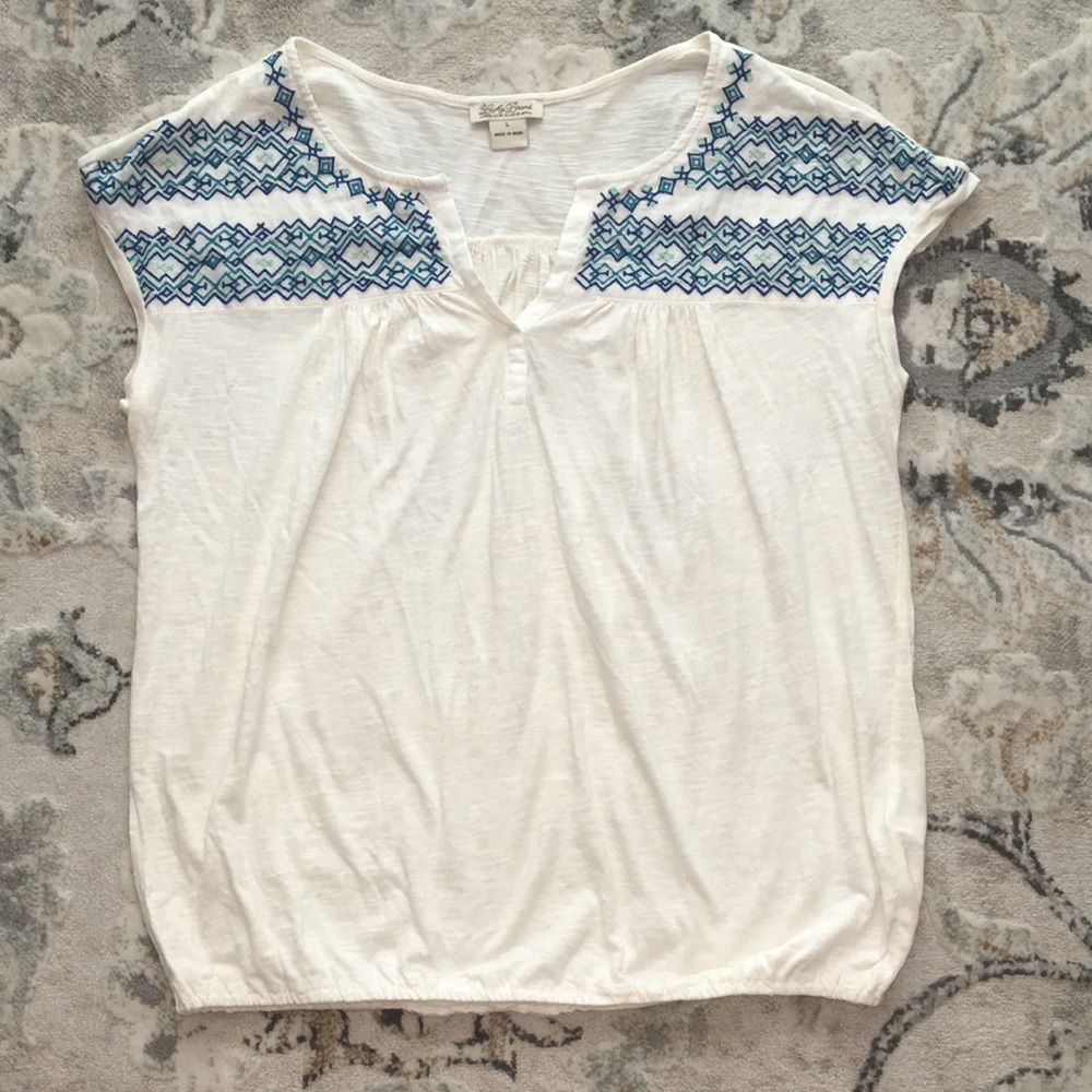 Lucky Brand Embroidered Slub Knit Top NWOT Womens Size L
